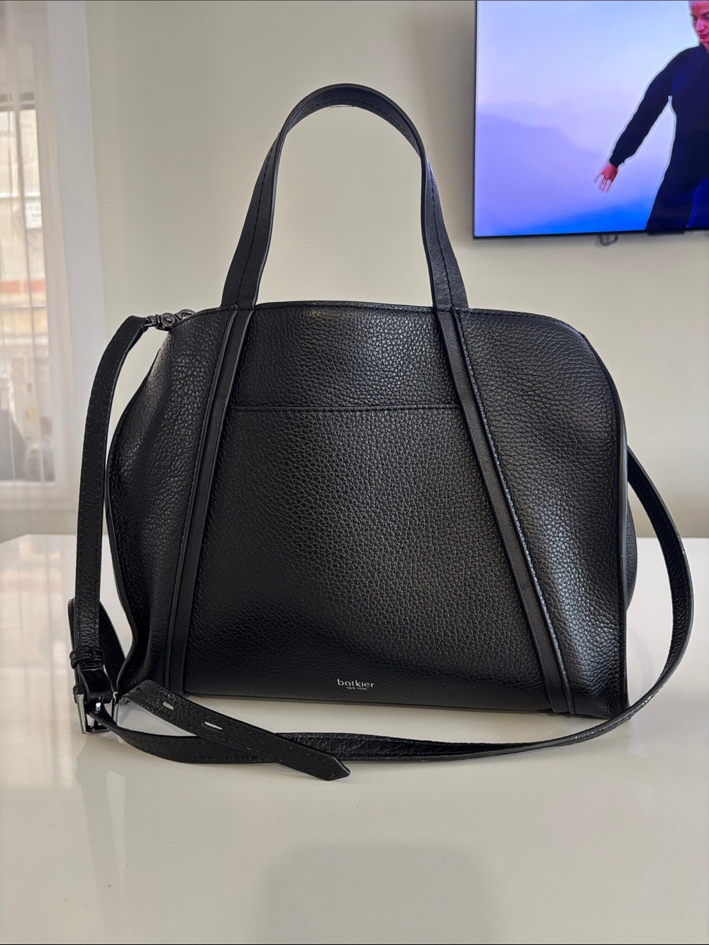 Botkier Black Pebbled Leather Tote with Detachable Crossbody Strap